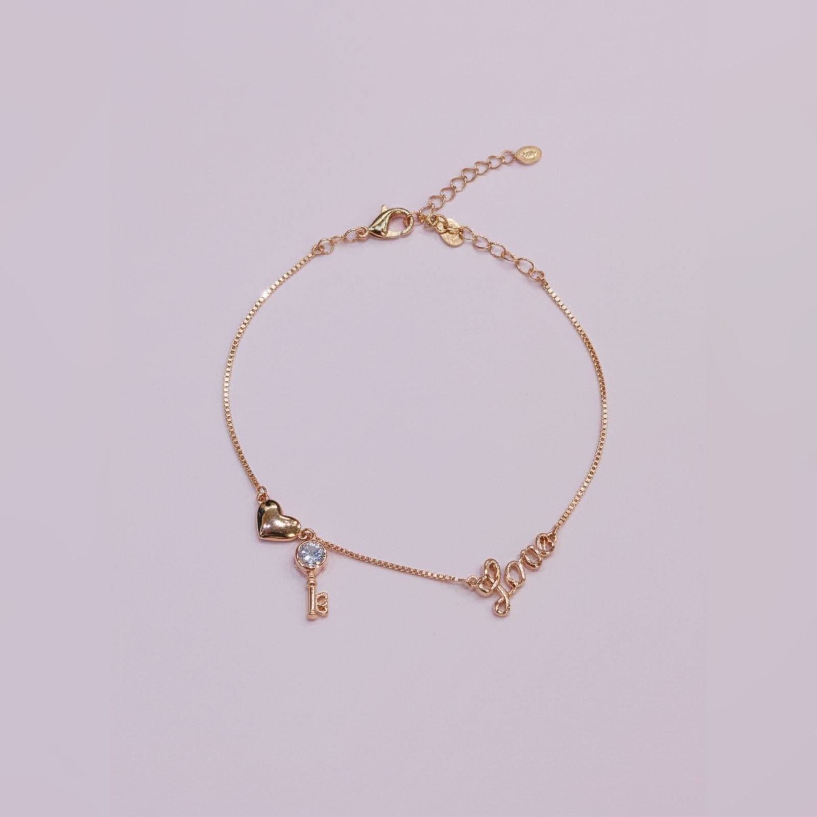 Rose Gold 925 Silver Lock & Key Bracelet for Someone Special